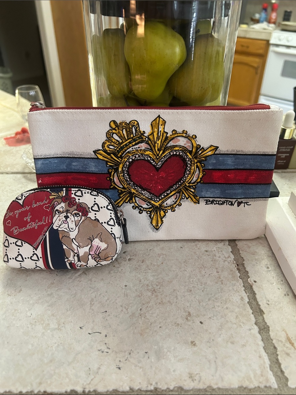 Braccialini Red Heart Canvas Zip Pouch - Women Accessories